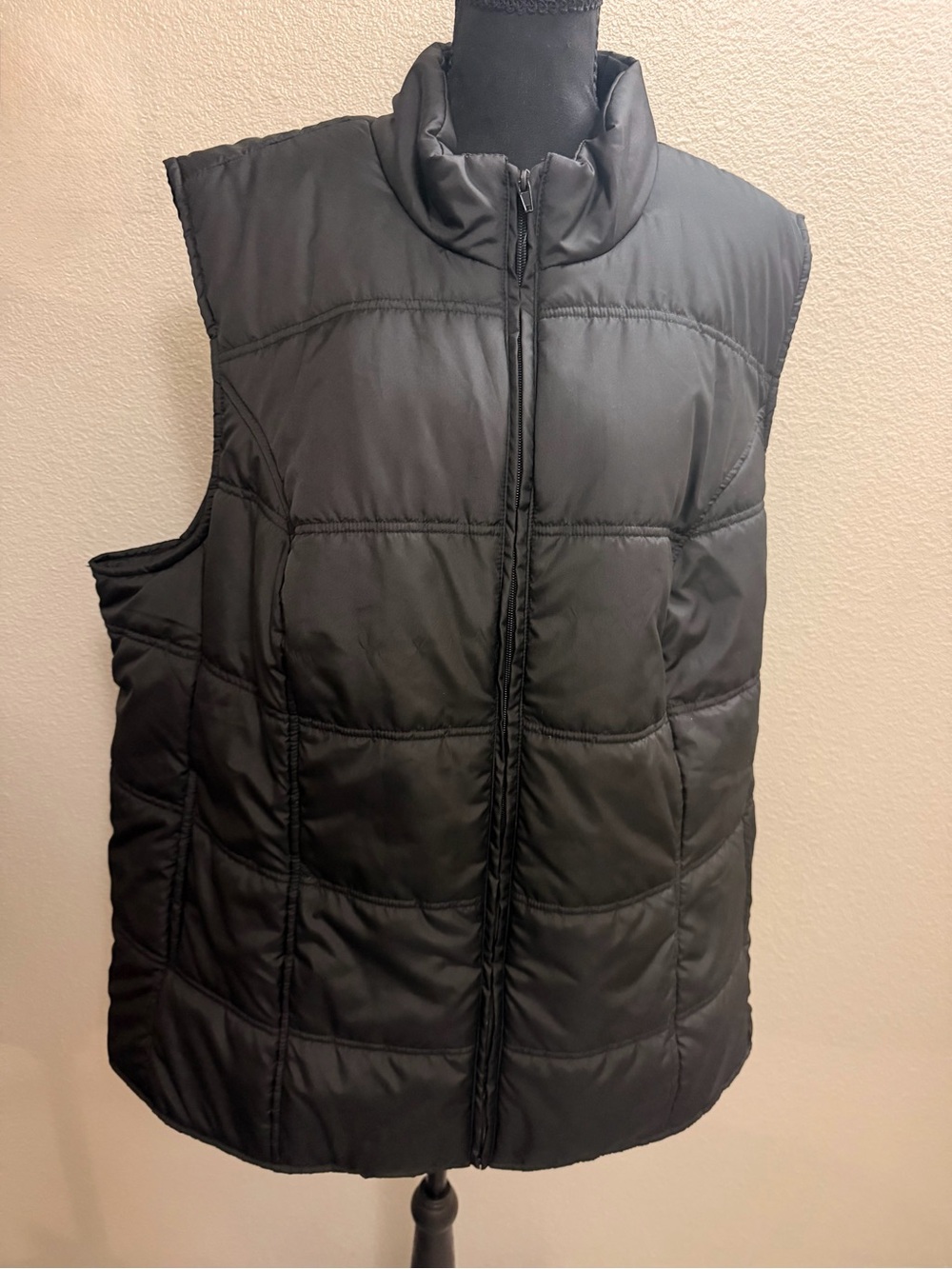 Woman Within Black Quilted Puffer Vest
